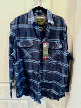 Men's Blue Plaid Casual Button-Down Shirt